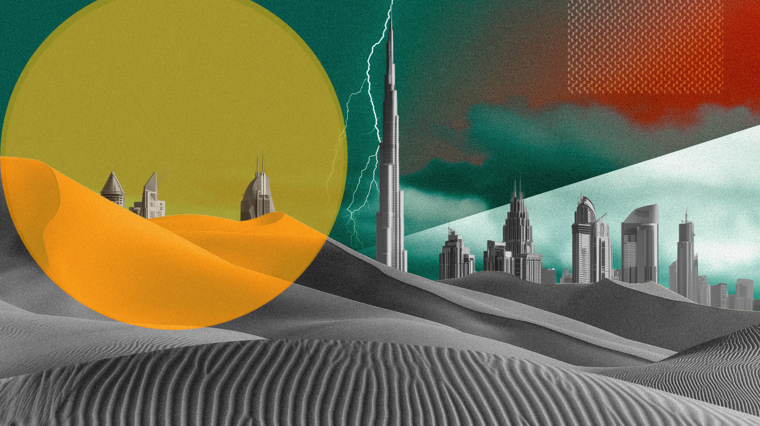 RF Thunder brand visual featuring woman with falcon against bold geometric background